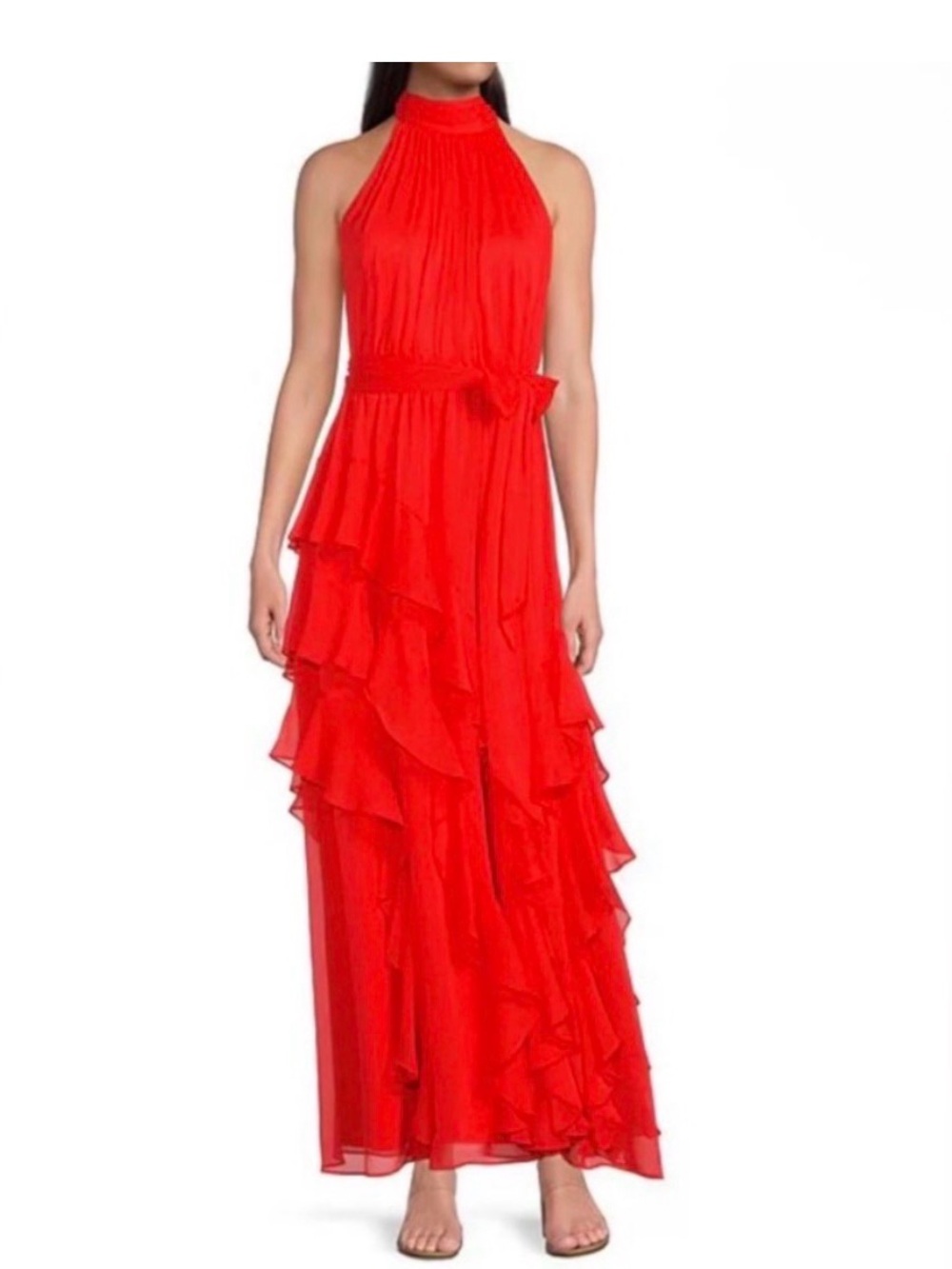 Papaya Alex Marie Halter Ruffle Maxi Dress 8